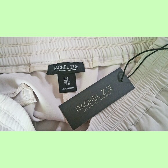 Rachel Zoe NEW Elastic Waist Pocket Ankle Detail Crepe Pant 8 - Picture 5 of 11